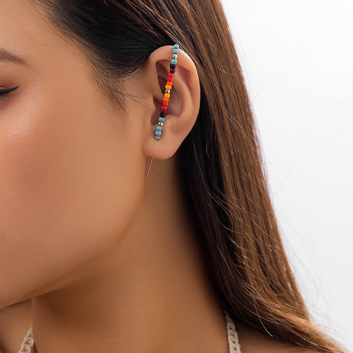 Chic Colorful Seed Bead Ear Cuff Stud Earring - ArtGalleryZen