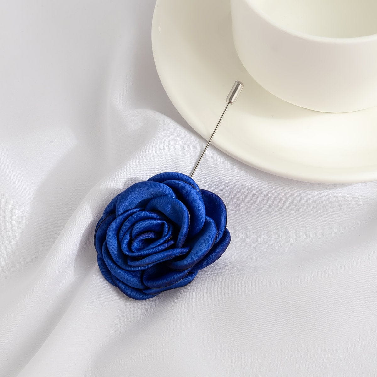 Blue Satin Flower Pin