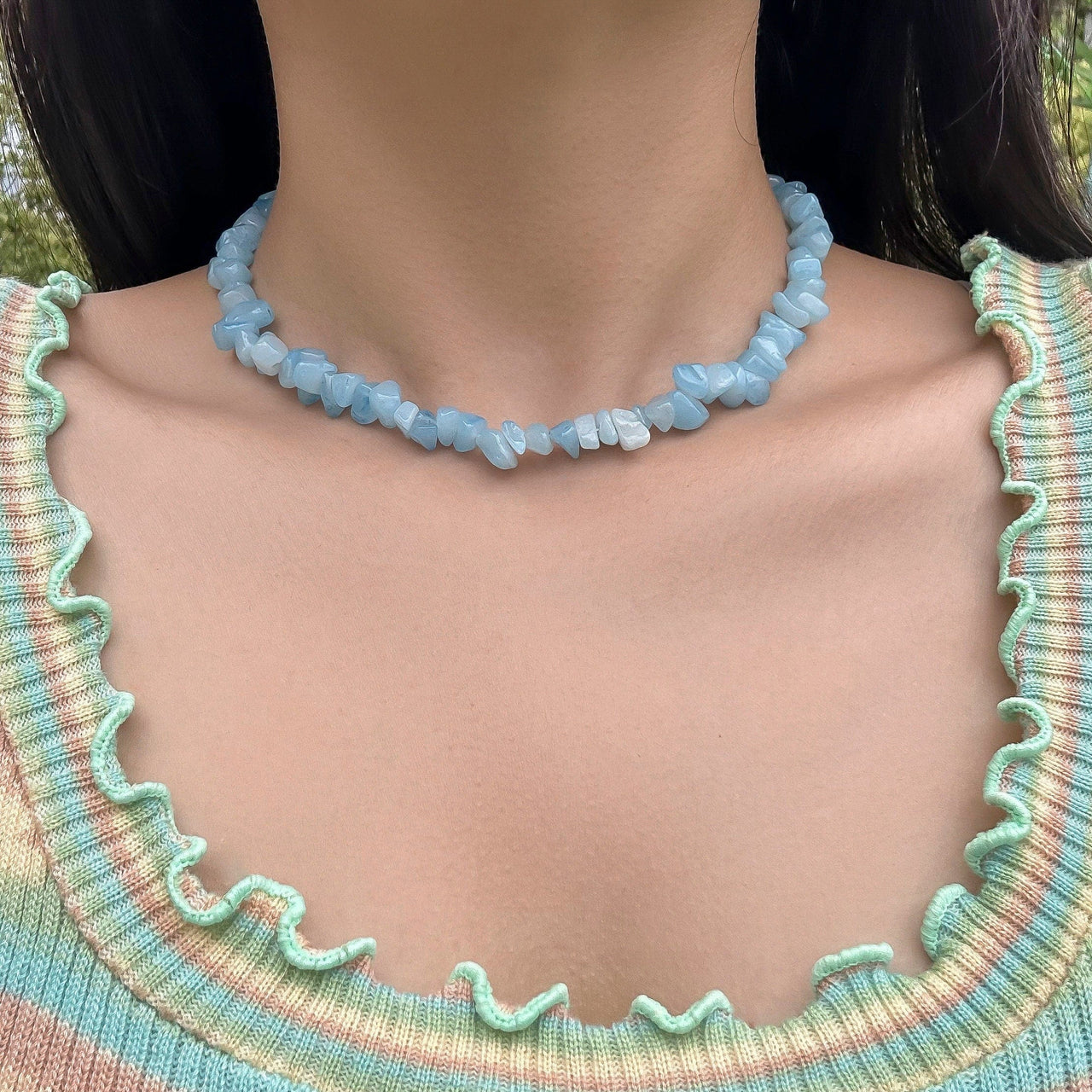 Chic Colorful Turquoise Stone Choker Necklace - ArtGalleryZen