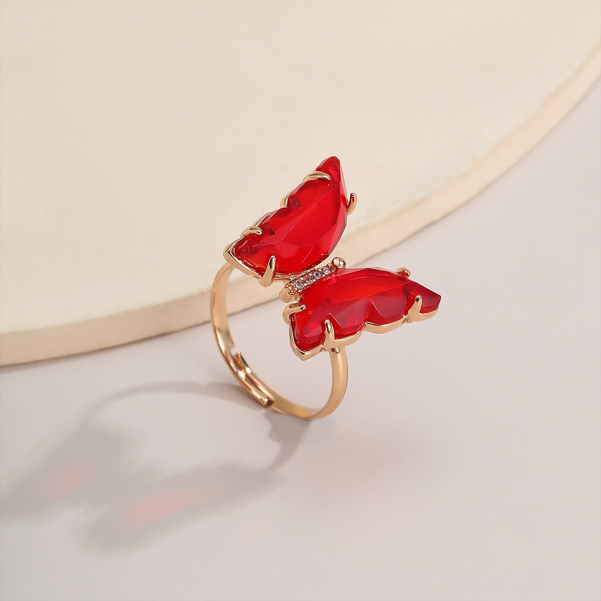Chic Colorful Zirconia Butterfly Ring - ArtGalleryZen