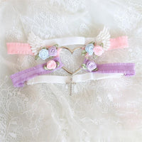 Thumbnail for Chic Cross Angel Wings Heart Rosebud Elastic Thigh Leg Garter Belts - ArtGalleryZen