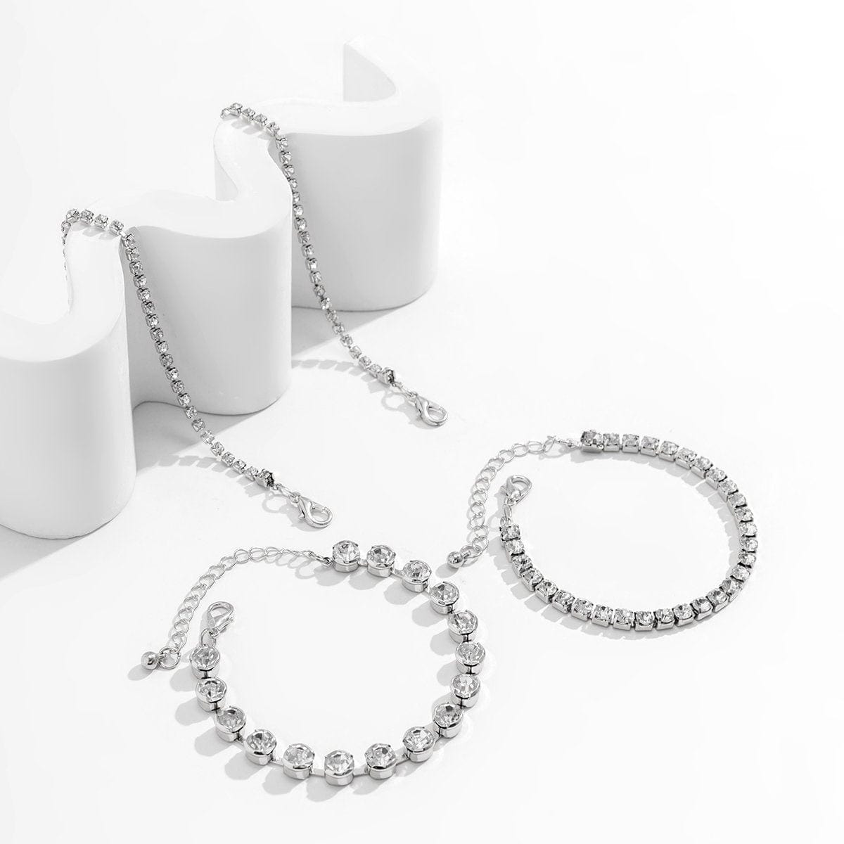 Chic Crystal Box Chain Bracelet Set - ArtGalleryZen