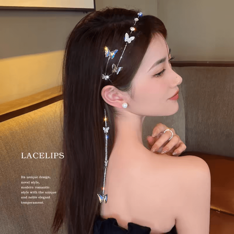 Chic Crystal Butterfly Tassel Hair Band - ArtGalleryZen