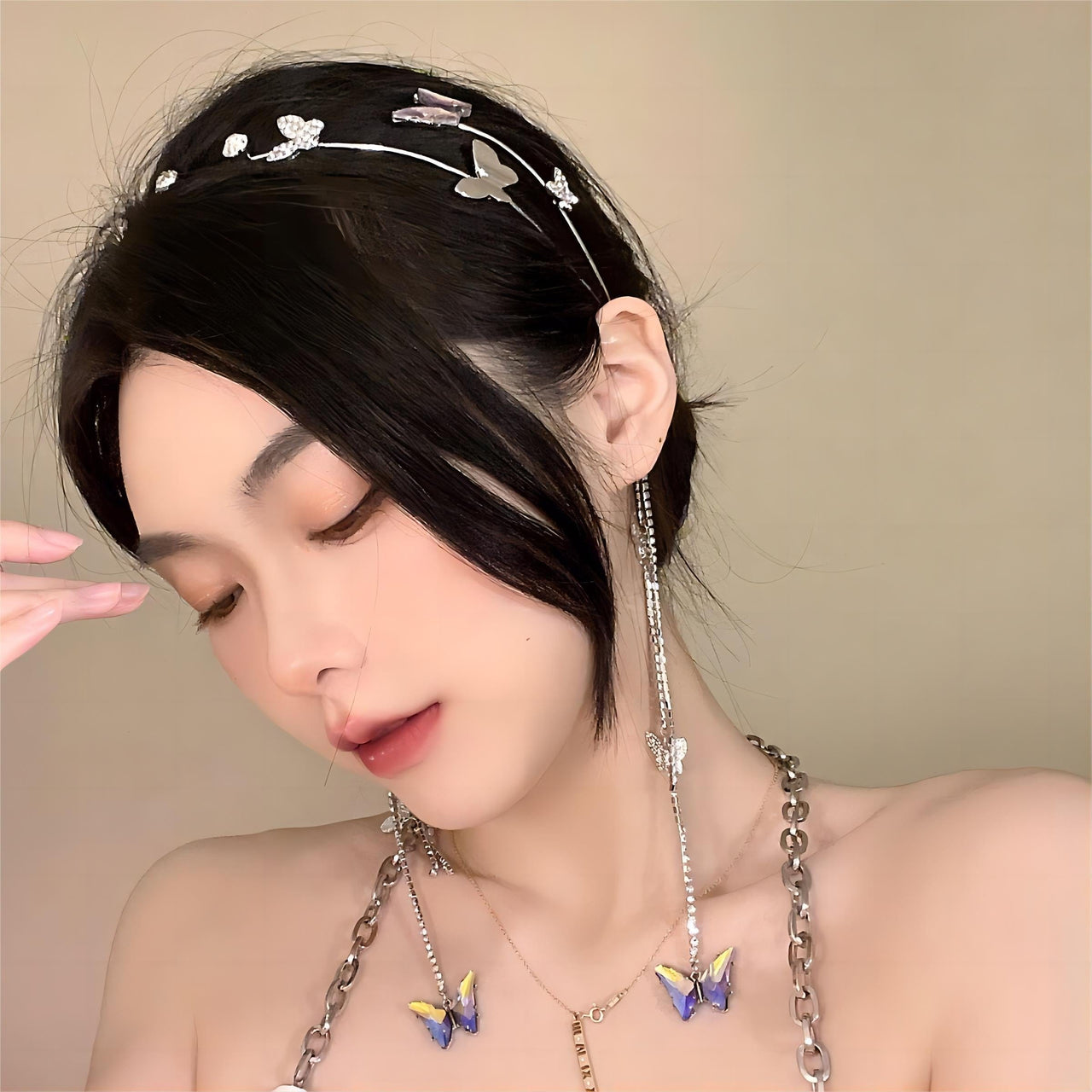 Chic Crystal Butterfly Tassel Hair Band - ArtGalleryZen