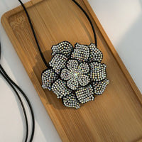 Thumbnail for Chic Crystal Flower Wax Cord String Necklace - ArtGalleryZen