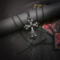 Thumbnail for Chic Crystal Inlaid Hollowed-out Cross Pendant Velvet String Necklace - ArtGalleryZen