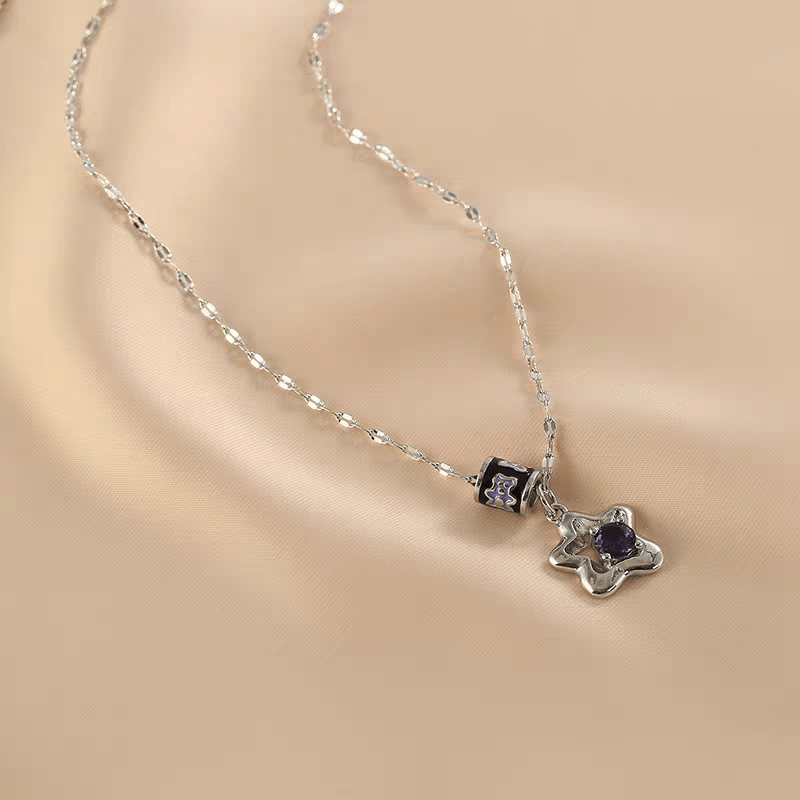 Chic Crystal Inlaid Star Charm Necklace - ArtGalleryZen