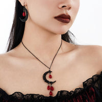 Thumbnail for Chic Crystal Tassel Moon Charm Necklace Earrings Set - ArtGalleryZen