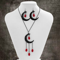 Thumbnail for Chic Crystal Tassel Moon Charm Necklace Earrings Set - ArtGalleryZen