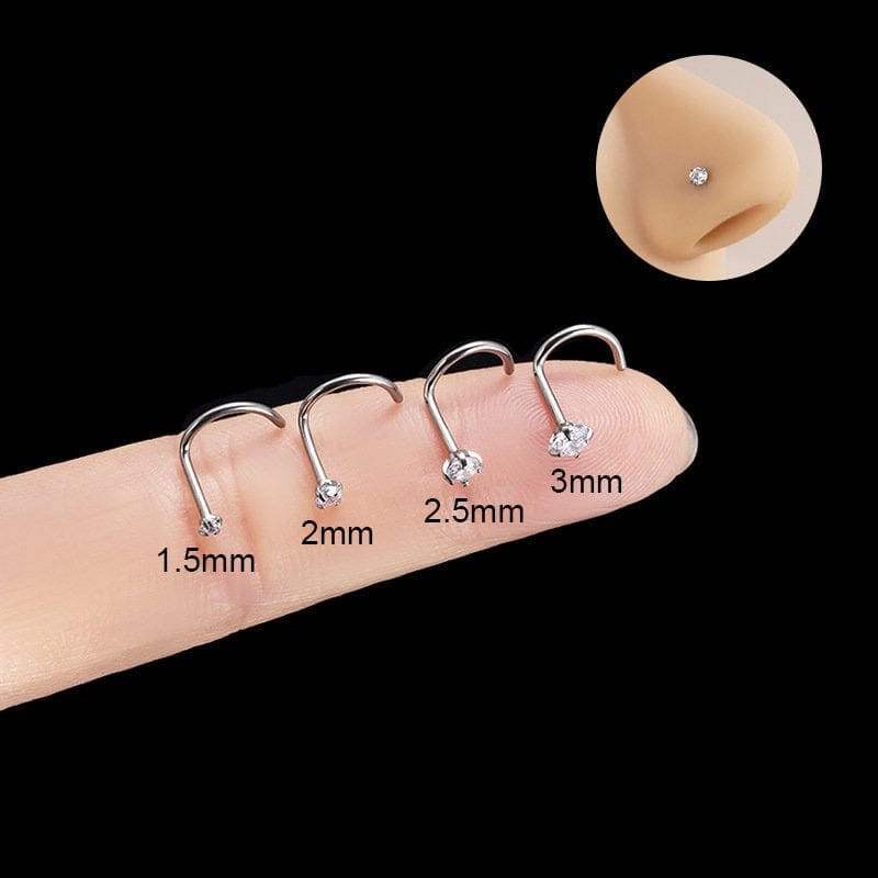 Chic Cubic Zirconia Titanium Nose Piercing Nose Stud - ArtGalleryZen