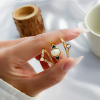 Thumbnail for Chic CZ Inlaid 3 In 1 Pearl Charm Ring Set - ArtGalleryZen