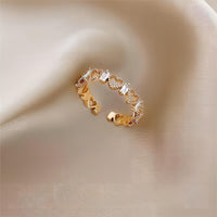 Thumbnail for Chic CZ Inlaid Adjustable Hollowed-out Heart Ring - ArtGalleryZen