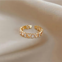 Thumbnail for Chic CZ Inlaid Adjustable Hollowed-out Heart Ring - ArtGalleryZen