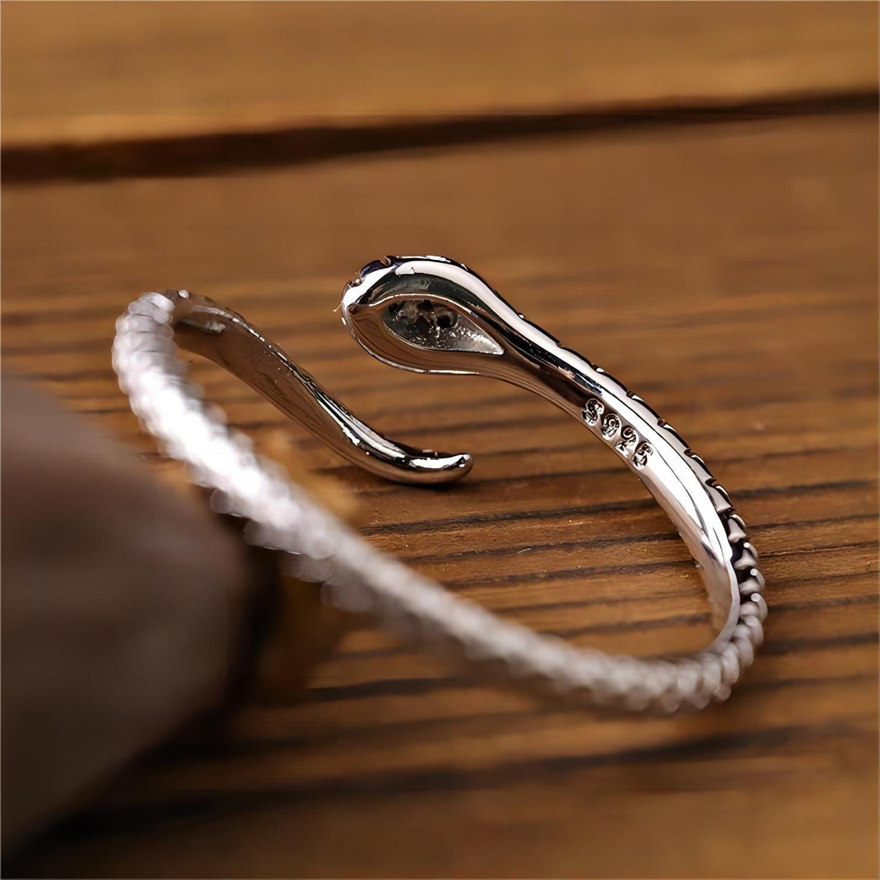 Chic CZ Inlaid Adjustable Snake Ring - ArtGalleryZen