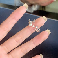 Thumbnail for Chic CZ Inlaid Angel Wing Star Open Ring - ArtGalleryZen