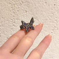 Thumbnail for Chic CZ Inlaid Black Butterfly Ring - ArtGalleryZen