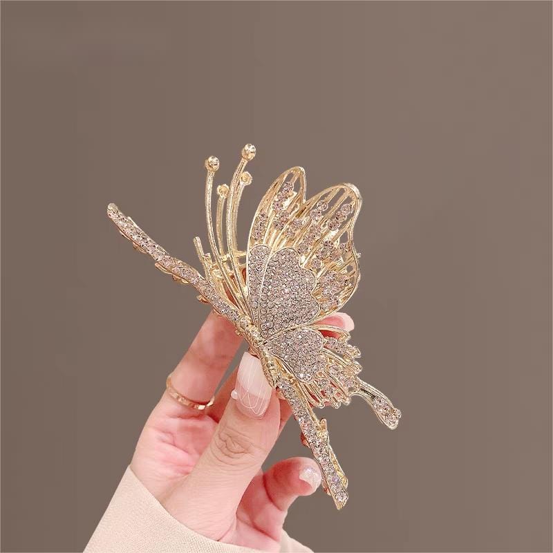 Chic CZ Inlaid Butterfly Chignon Claw Clip Hair Clip - ArtGalleryZen