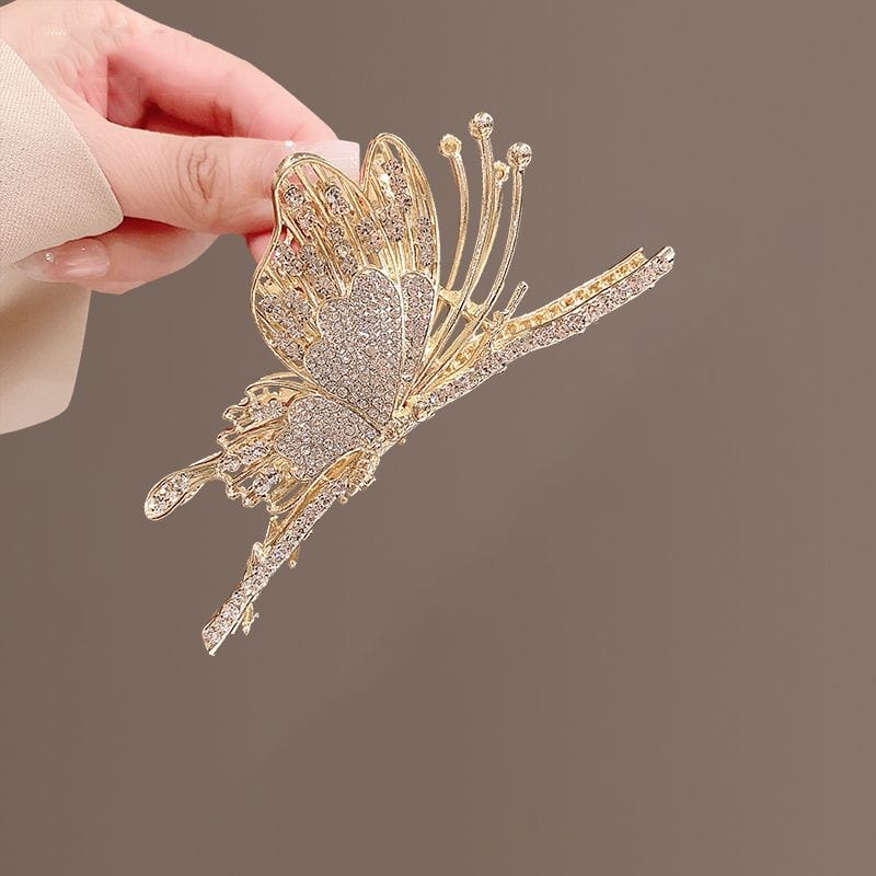 Chic CZ Inlaid Butterfly Chignon Claw Clip Hair Clip - ArtGalleryZen