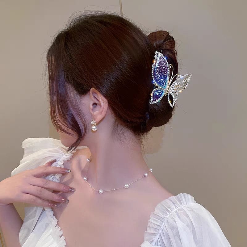 Chic CZ Inlaid Butterfly Chignon Claw Clip Hair Clip - ArtGalleryZen