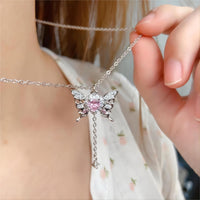 Thumbnail for Chic CZ Inlaid Butterfly Heart Necklace - ArtGalleryZen