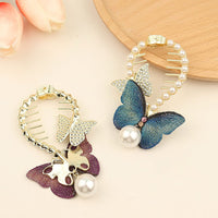 Thumbnail for Chic CZ Inlaid Butterfly Pearl Chignon Hair Claw Clip - ArtGalleryZen