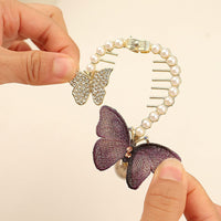Thumbnail for Chic CZ Inlaid Butterfly Pearl Chignon Hair Claw Clip - ArtGalleryZen