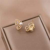 Thumbnail for Chic CZ Inlaid Butterfly Pearl Earrings - ArtGalleryZen