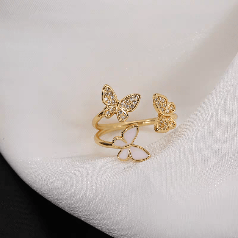 Chic CZ Inlaid Butterfly Ring - ArtGalleryZen
