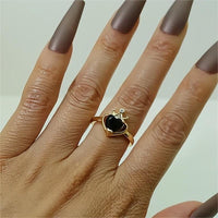 Thumbnail for Chic CZ Inlaid Crown Heart Open Ring - ArtGalleryZen