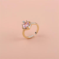 Thumbnail for Chic CZ Inlaid Crown Heart Open Ring - ArtGalleryZen