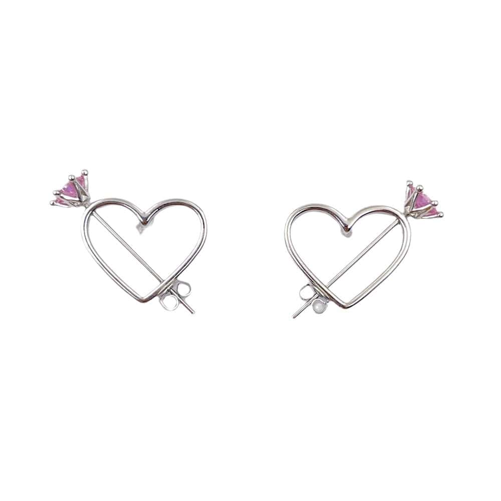 Chic CZ Inlaid Cupid Arrow Heart Earrings - ArtGalleryZen