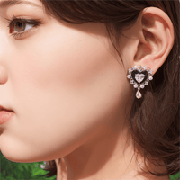 Thumbnail for Chic CZ Inlaid Dangle Heart Pearl Earrings - ArtGalleryZen