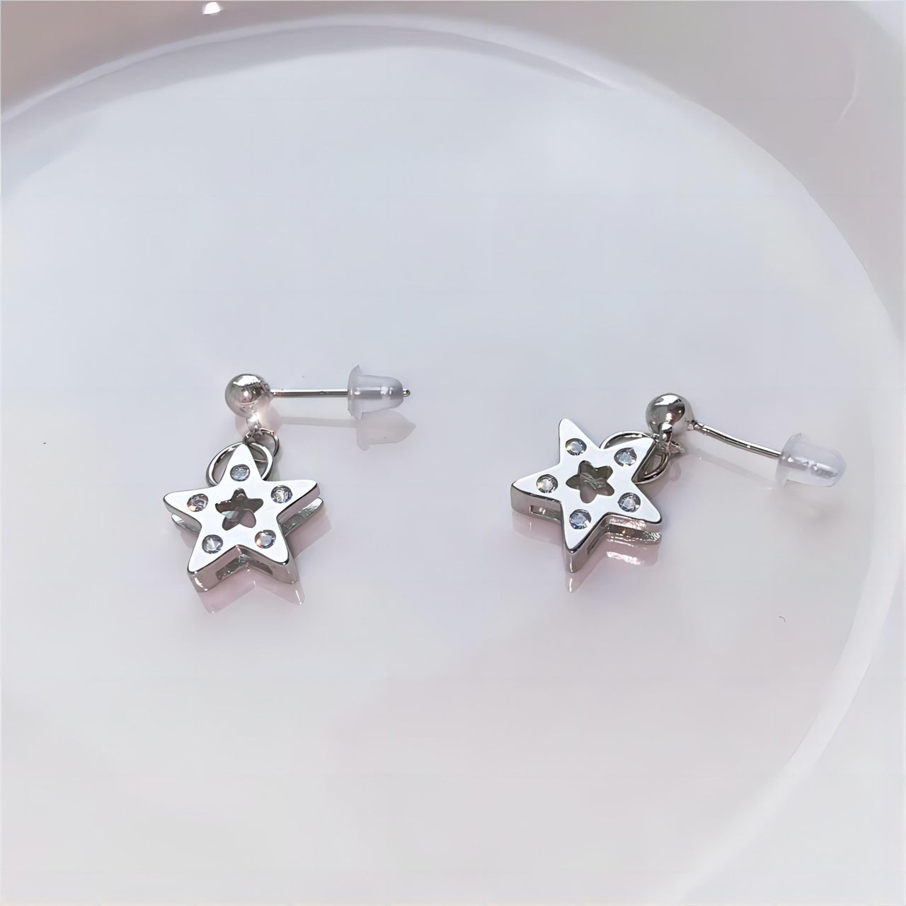 Chic CZ Inlaid Dangle Star Earrings - ArtGalleryZen
