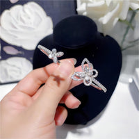 Thumbnail for Chic CZ Inlaid Duo Butterfly Bangle Bracelet - ArtGalleryZen