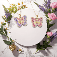 Thumbnail for Chic CZ Inlaid Enamel Butterfly Matching Necklace - ArtGalleryZen