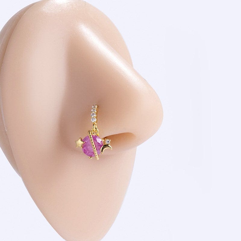 STAR GEM NOSE STUD C-SHAPED SURGICAL STEEL NOSE HOOP RING BODY PIERCING  JEWELRY | eBay