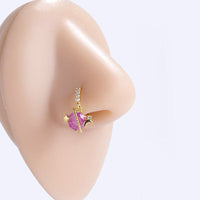Thumbnail for Chic CZ Inlaid Floral Arrow Heart Moon Star Dangling Nose Piercing Hoop - ArtGalleryZen