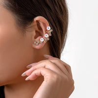 Thumbnail for Chic CZ Inlaid Flower Ear Cuff Climber Crawler Wrap Stud Earring - ArtGalleryZen