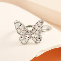 Thumbnail for Chic CZ Inlaid Hollowed-out Butterfly Ring - ArtGalleryZen