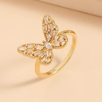 Thumbnail for Chic CZ Inlaid Hollowed-out Butterfly Ring - ArtGalleryZen