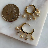 Thumbnail for Chic CZ Inlaid Moon Phase Star Tassel Earrings - ArtGalleryZen