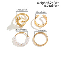 Thumbnail for Chic CZ Inlaid Moonphase Star Pearl Ring Set - ArtGalleryZen