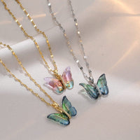Thumbnail for Chic CZ Inlaid Murano Butterfly Necklace - ArtGalleryZen