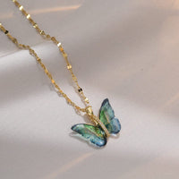 Thumbnail for Chic CZ Inlaid Murano Butterfly Necklace - ArtGalleryZen