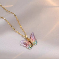 Thumbnail for Chic CZ Inlaid Murano Butterfly Necklace - ArtGalleryZen