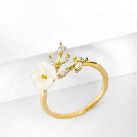 Thumbnail for Chic CZ Inlaid Natural Pearl Shell Flower Ring - ArtGalleryZen