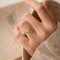 Thumbnail for Chic CZ Inlaid Olive Branch Ring - ArtGalleryZen