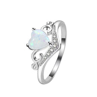 Thumbnail for Chic CZ Inlaid Opal Heart Ring - ArtGalleryZen