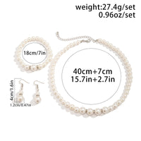 Thumbnail for Chic CZ Inlaid Pearl Chain Necklace Bracelet Earrings Set - ArtGalleryZen