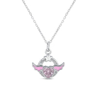 Thumbnail for Chic CZ Inlaid Pink Crystal Angel Heart Wings Necklace - ArtGalleryZen